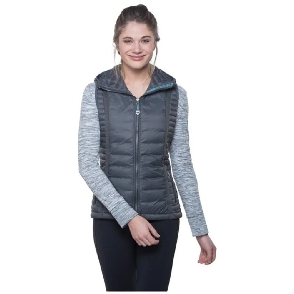 KUHL Spyfire Hooded Vest Women's Medium Gray Down Puffer